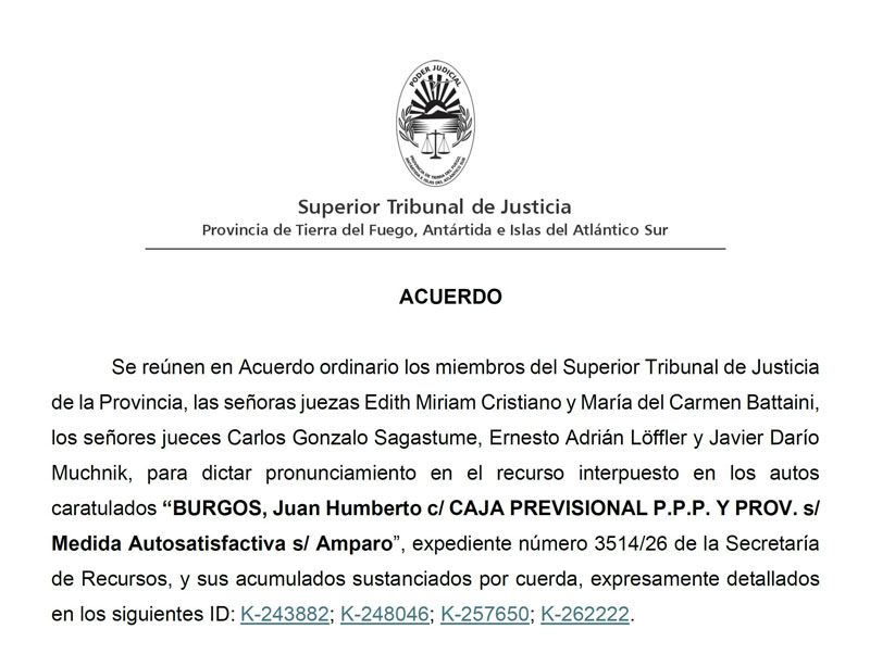 El STJ frenó un amparo contra la Caja Previsional